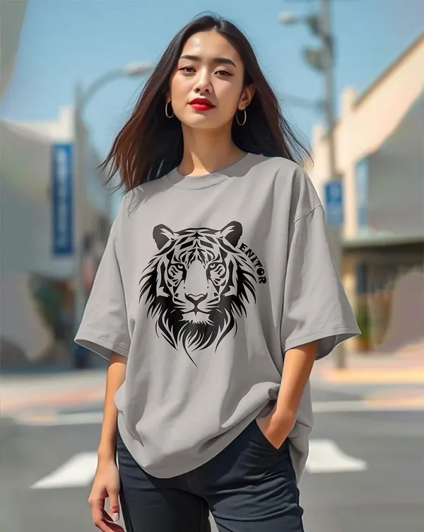 Grey_Pure_Cotton_Printed_Round_Neck_T-Shirt_For_Women
