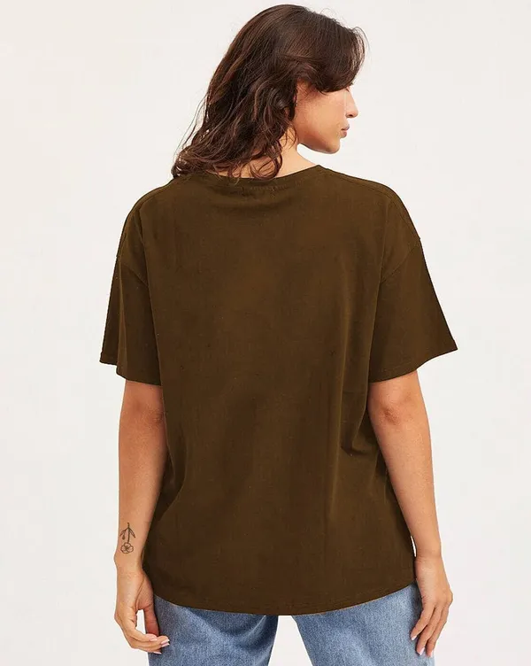 Brown_Pure_Cotton_Printed_Oversized_Round_Neck_T-Shirt_For_Women