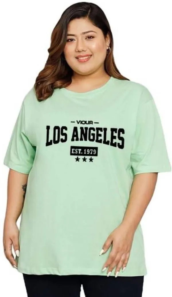 Green_Cotton_Printed_Plus_Size_T-Shirt_For_Women