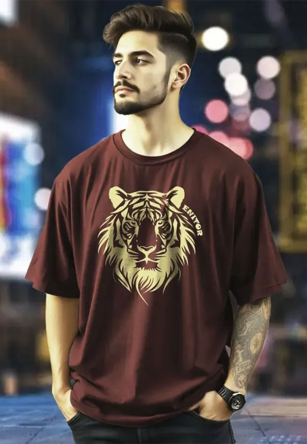 Maroon_Pure_Cotton_Printed_Round_Neck_T-Shirt_For_Men