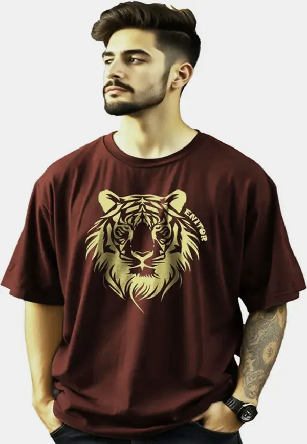 Maroon_Pure_Cotton_Printed_Round_Neck_T-Shirt_For_Men