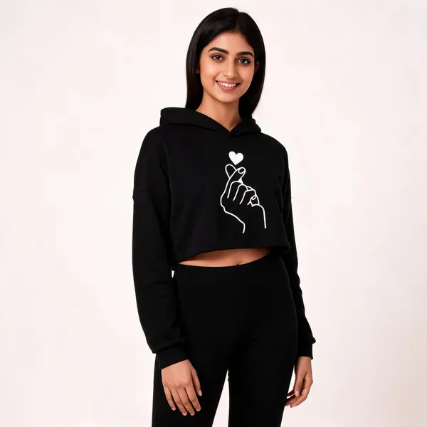 Black_Pure_Cotton_Graphic_Print_Hooded_T-Shirt_For_Women