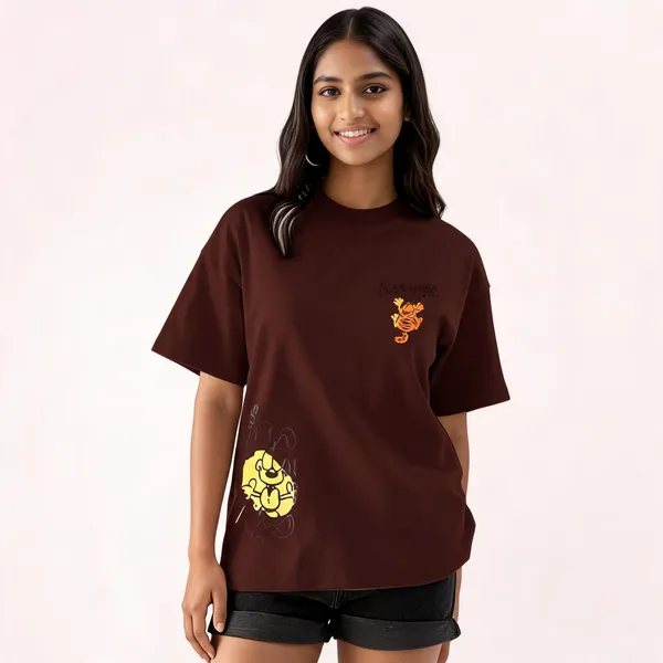 Brown_Pure_Cotton_Oversized_Graphic_Print_T-Shirt_For_Women