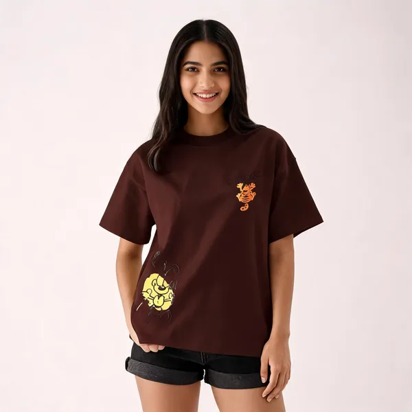 Brown_Pure_Cotton_Oversized_Graphic_Print_T-Shirt_For_Women