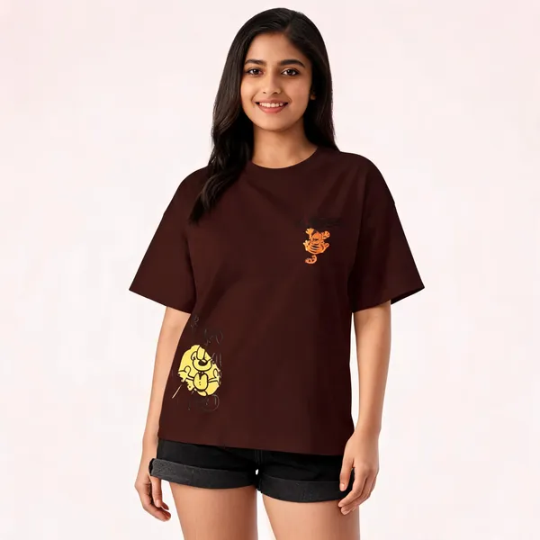 Brown_Pure_Cotton_Oversized_Graphic_Print_T-Shirt_For_Women