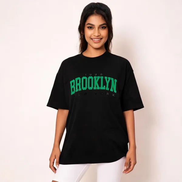 Black_Pure_Cotton_Printed_Round_Neck_T-Shirt_For_Women