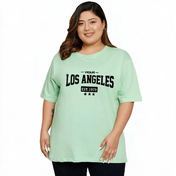 Green_Cotton_Printed_Plus_Size_T-Shirt_For_Women