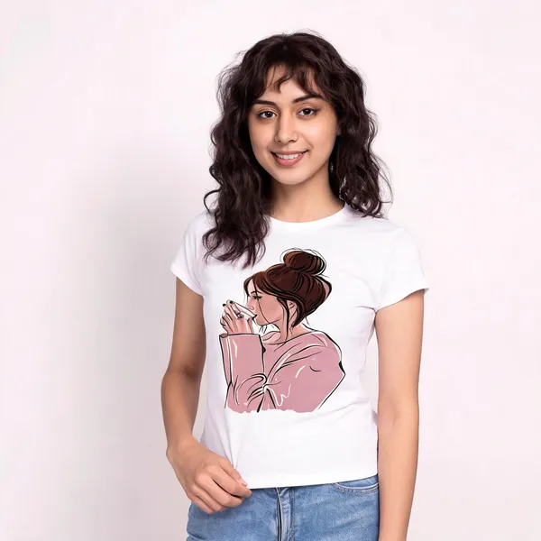 White_Pure_Cotton_Graphic_Print_Round_Neck_T-Shirt_For_Women