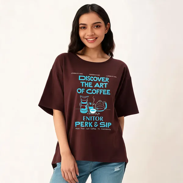 Brown_Pure_Cotton_Oversized_Graphic_Print_T-Shirt_For_Women