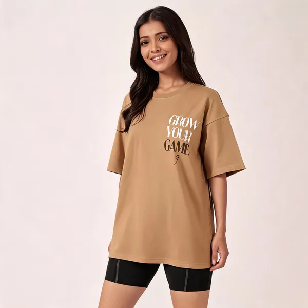 Beige_Pure_Cotton_Oversized_Printed_Round_Neck_T-Shirt_For_Women