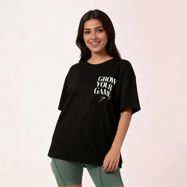 Black_Pure_Cotton_Printed_Round_Neck_T-Shirt_For_Women