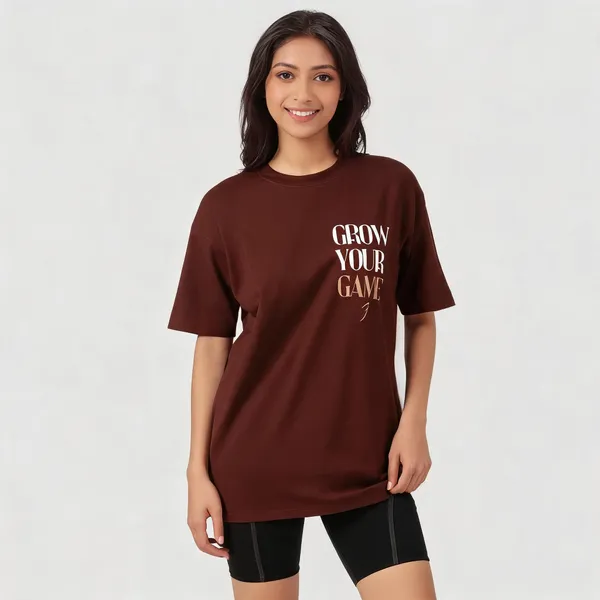Brown_Pure_Cotton_Printed_Round_Neck_T-Shirt_For_Women