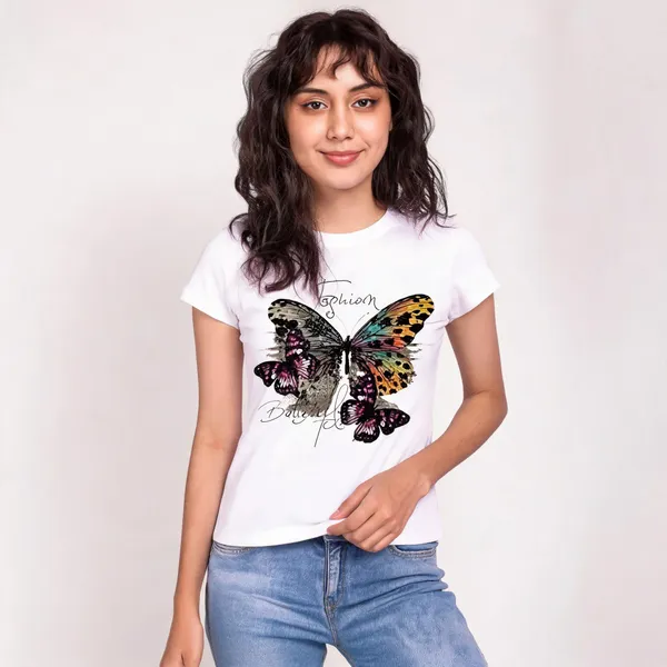 White_Pure_Cotton_Graphic_Print_Round_Neck_T-Shirt_For_Women