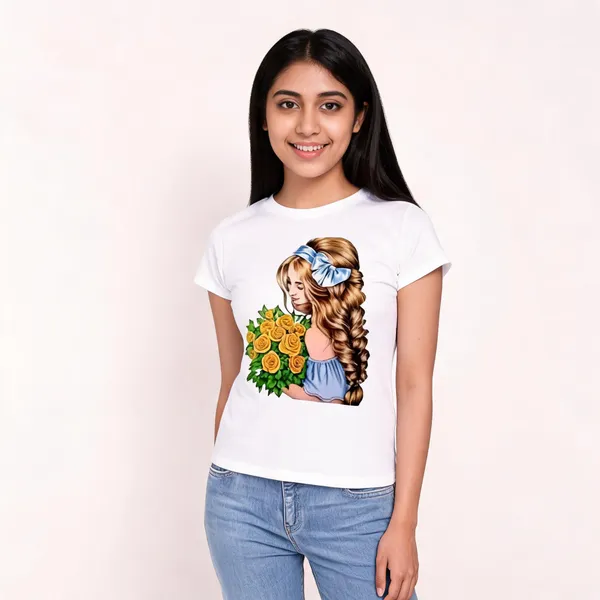 White_Pure_Cotton_Graphic_Print_Round_Neck_T-Shirt_For_Women