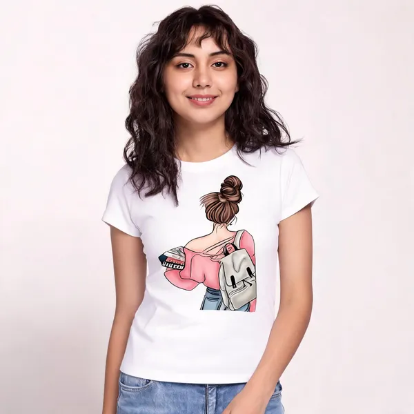 White_Pure_Cotton_Graphic_Print_Round_Neck_T-Shirt_For_Women