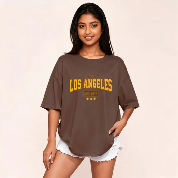 Brown_Pure_Cotton_Oversized_Printed_Round_Neck_T-Shirt_For_Women