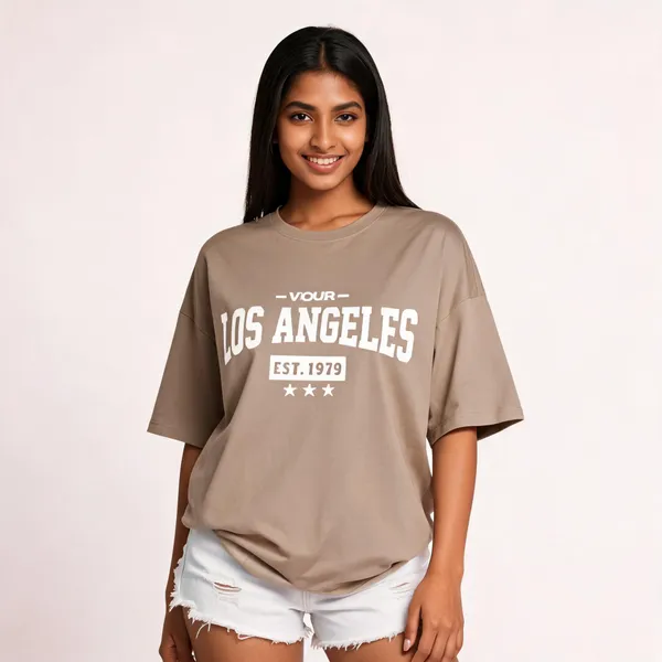 Beige_Pure_Cotton_Oversized_Printed_Round_Neck_T-Shirt_For_Women