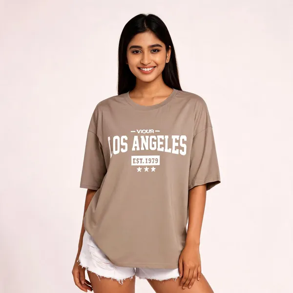 Beige_Pure_Cotton_Oversized_Printed_Round_Neck_T-Shirt_For_Women