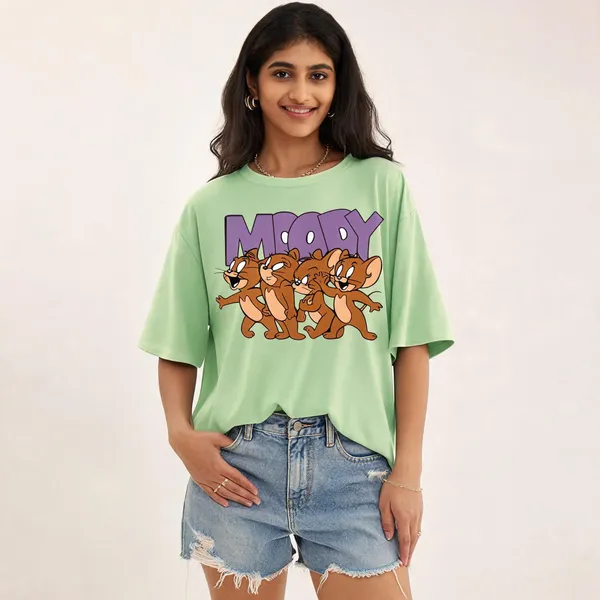 Light_Green_Pure_Cotton_Round_Neck_Printed_T-Shirt_For_Women