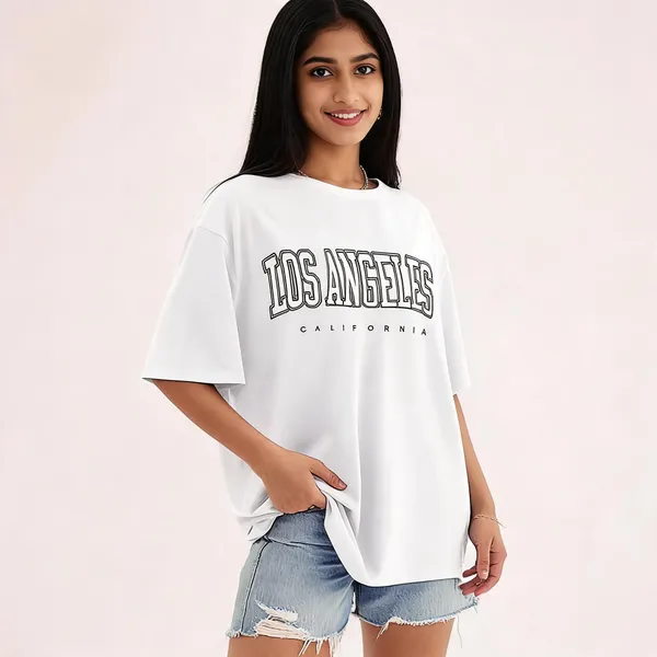White_Pure_Cotton_Oversized_Drop_Shoulder_T-Shirt_For_Women