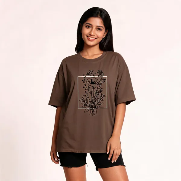 Brown_Cotton_Oversized_Round_Neck_T-Shirt_For_Women