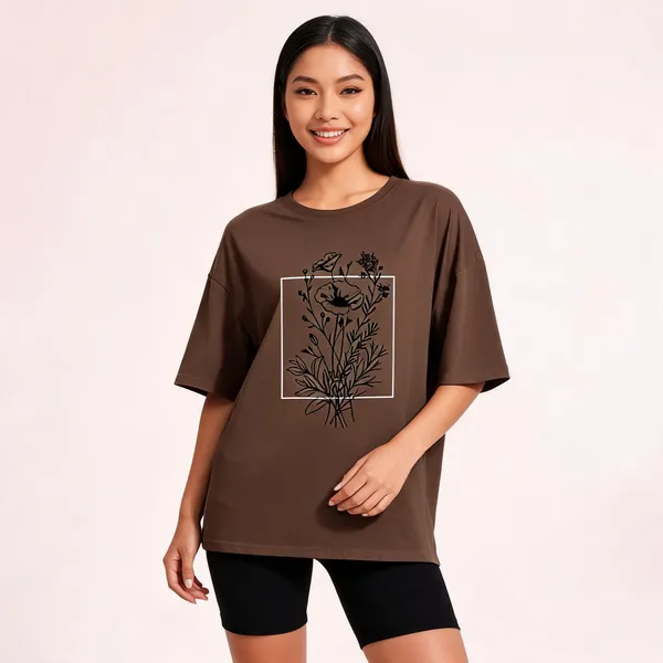 Brown_Cotton_Oversized_Round_Neck_T-Shirt_For_Women