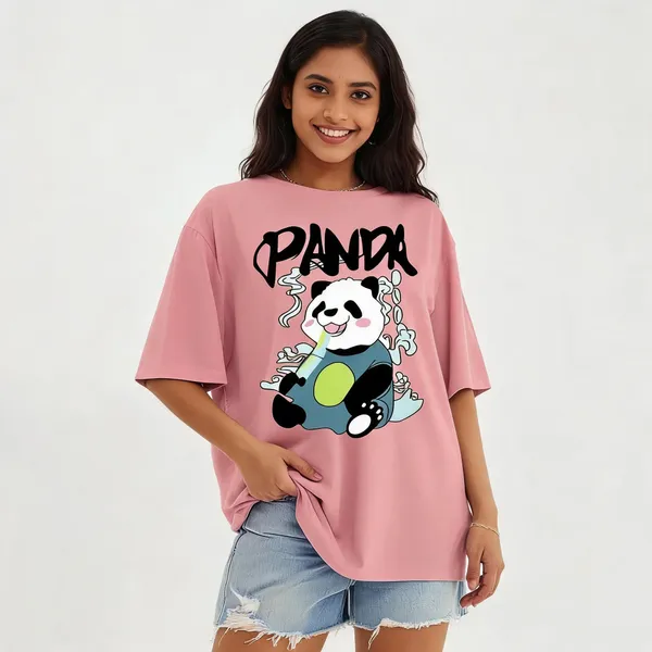 Pink_Cotton_Oversized_Drop_Shoulder_T-Shirt_For_Women