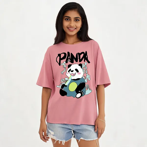 Pink_Cotton_Oversized_Drop_Shoulder_T-Shirt_For_Women