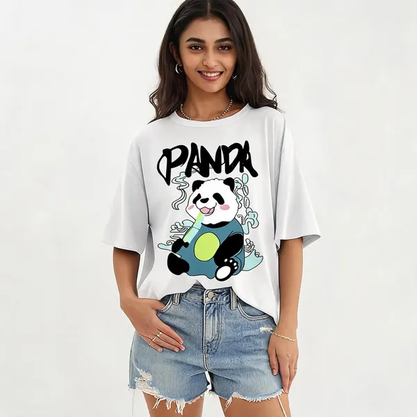 White_Pure_Cotton_Graphic_Print_Round_Neck_T-Shirt_For_Women