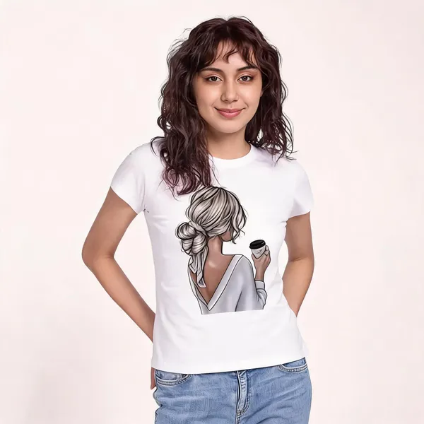 White_Pure_Cotton_Round_Neck_T-Shirt_For_Women