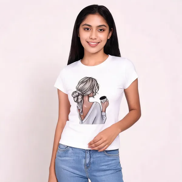 White_Pure_Cotton_Round_Neck_T-Shirt_For_Women