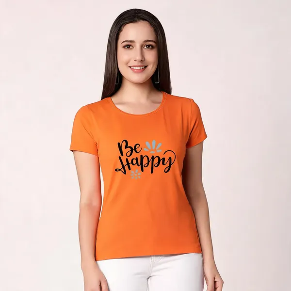 Orange_Pure_Cotton_Graphic_Print_Slim_Fit_Round_Neck_T-Shirt_For_Women