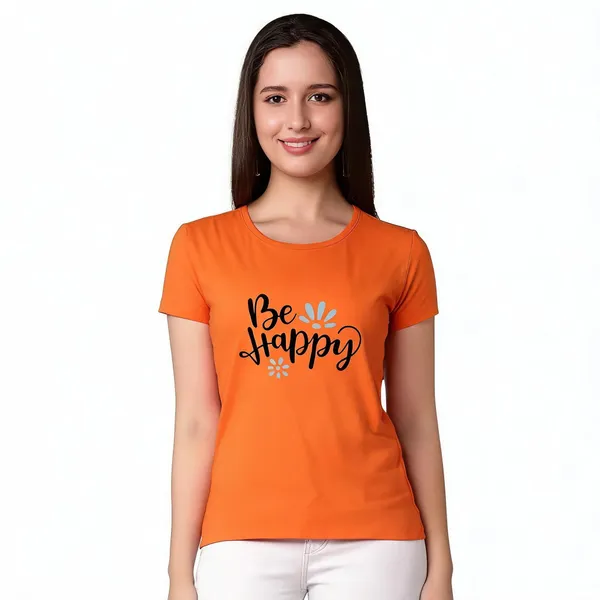 Orange_Pure_Cotton_Graphic_Print_Round_Neck_T-Shirt_For_Women