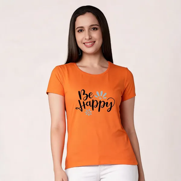 Orange_Pure_Cotton_Graphic_Print_Round_Neck_T-Shirt_For_Women
