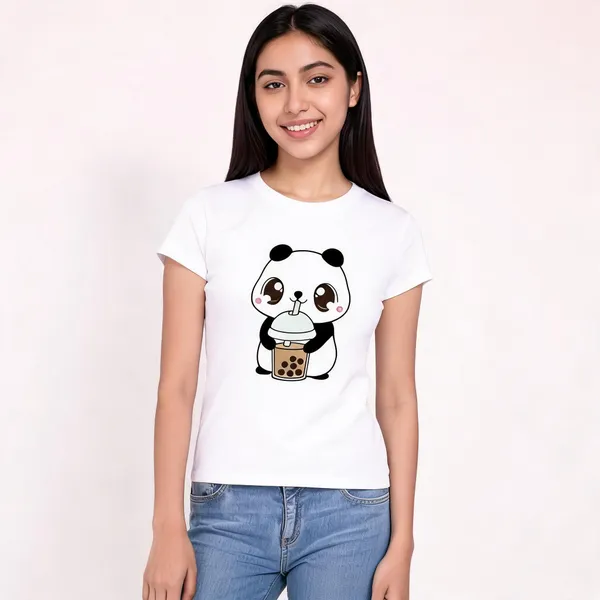 White_Pure_Cotton_Graphic_Print_Round_Neck_T-Shirt_For_Women