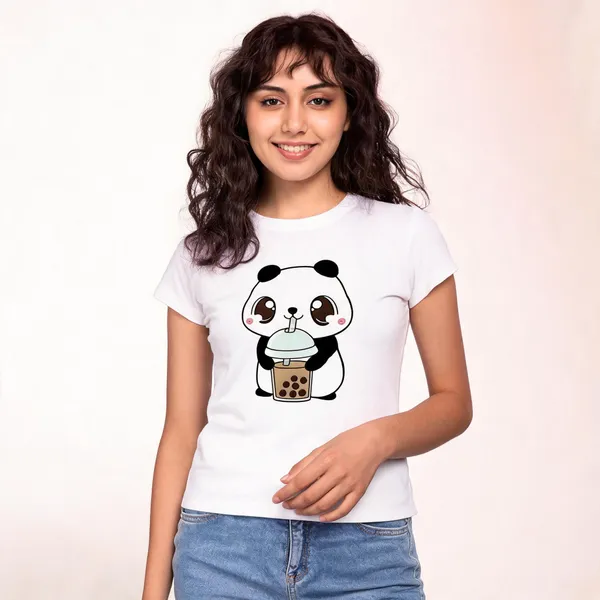 White_Pure_Cotton_Graphic_Print_Round_Neck_T-Shirt_For_Women