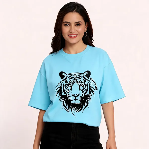 Blue_Pure_Cotton_Oversized_Graphic_Print_T-Shirt_For_Women