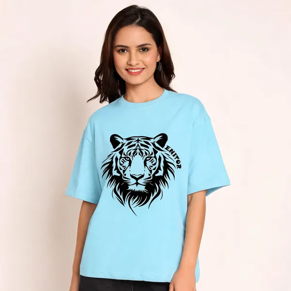 Blue_Pure_Cotton_Oversized_Graphic_Print_T-Shirt_For_Women
