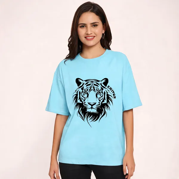 Blue_Pure_Cotton_Oversized_Graphic_Print_T-Shirt_For_Women