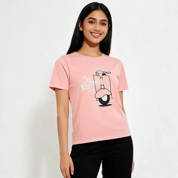 Pink_Pure_Cotton_Graphic_Print_Round_Neck_T-Shirt_For_Women