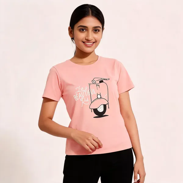 Pink_Pure_Cotton_Graphic_Print_Round_Neck_T-Shirt_For_Women