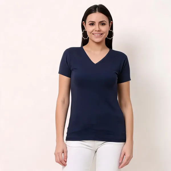 Navy_Blue_Pure_Cotton_Solid_V_Neck_T-Shirt_For_Women