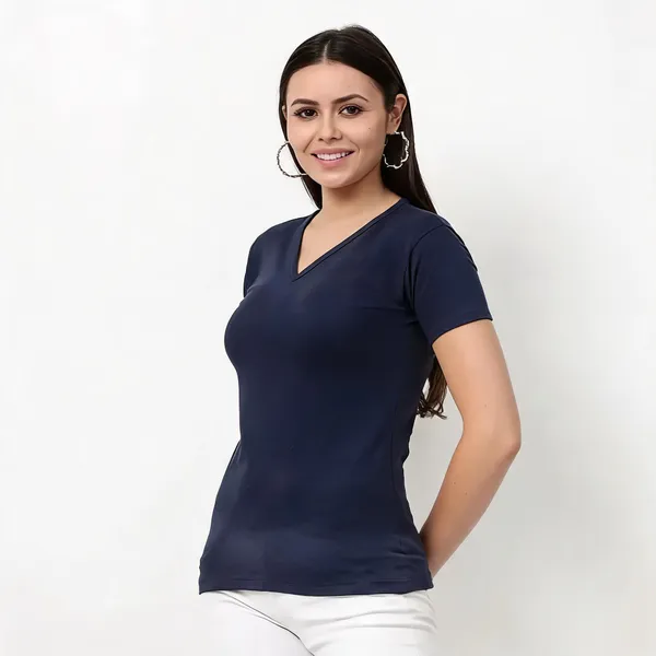 Navy_Blue_Pure_Cotton_Solid_V_Neck_T-Shirt_For_Women