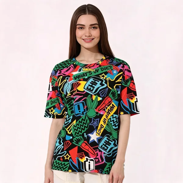 Multicolor_Pure_Cotton_Printed_Round_Neck_T-Shirt_For_Women