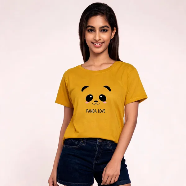 Yellow_Pure_Cotton_Printed_Round_Neck_T-Shirt_For_Women