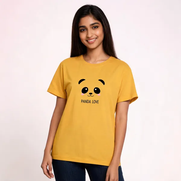 Yellow_Pure_Cotton_Printed_Round_Neck_T-Shirt_For_Women