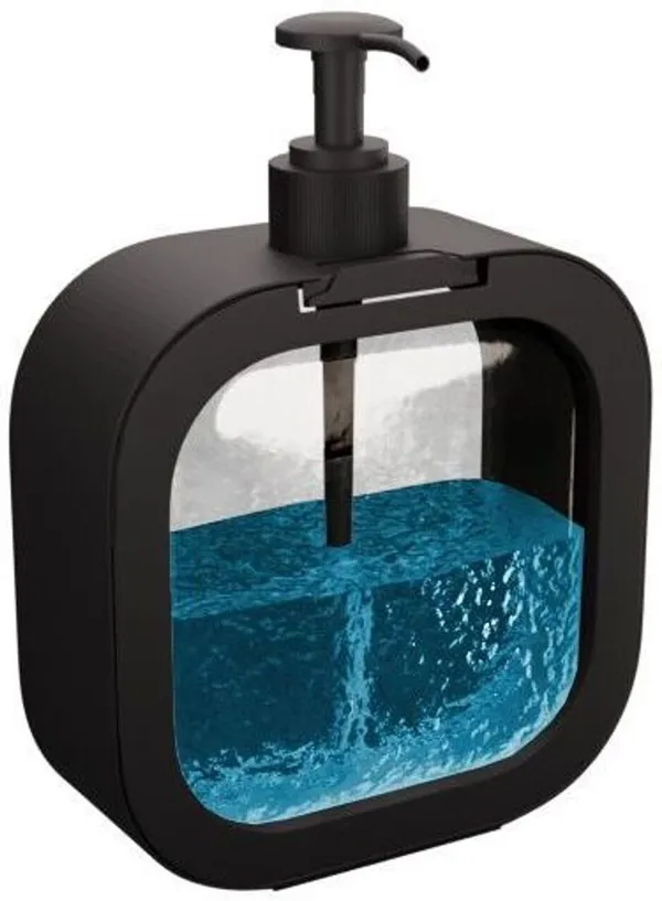 ROSSIL_Modern_Black_Soap_Dispenser_with_Transparent_Window_Refillable_Pump_Bottle_370_ml_Conditioner,_Gel,_Foam,_Liquid,_Lotion,_Shampoo,_Soap_Dispenser_(Black)