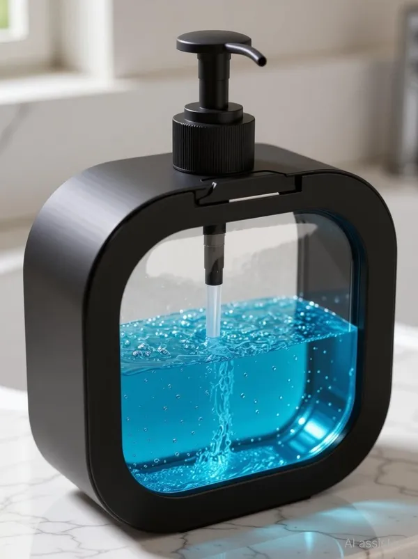 ROSSIL_Modern_Black_Soap_Dispenser_with_Transparent_Window_Refillable_Pump_Bottle_370_ml_Conditioner,_Gel,_Foam,_Liquid,_Lotion,_Shampoo,_Soap_Dispenser_(Black)