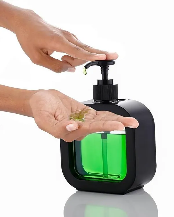 TheOzShop_Elegant_Liquid_Soap_Dispenser_for_Kitchen_&_Bathroom_350_ml_Liquid,_Gel,_Conditioner,_Lotion,_Shampoo_Dispenser_(Black)