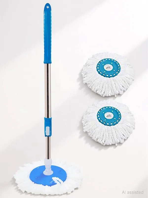 SARVA_PRO_Generic_360°_Spin_Mop_with_2_Refill_Heads_Mop_Head_and_Rod_(Blue,_White)